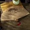 Decorative Figurines Chinese Summer Retro Style Bamboo Folding Fan Pattern Home Decoration Handmade Wooden Art Craft Gift