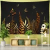 Tapisserier Vackra tulpaner Tapestry Golden Butterfly Leaf Tropiska växter Dekor Vägg hängande tyg filt mattan kastar yogamat r230815