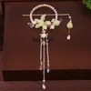 Decorative Figurines Yj Fairy Hair Ring Hairpin Set Tassel Back Fixer Glazed Flower Headdress For Han Chinese Clothing