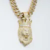 Hip Hop Jewelry Gold Crown Silver 925 Moissanite Lion Head Pendant