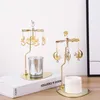 Candle Holders Mental Triangle Tray Rotating Holder Romantic Spinning Tea Light Home Party Decoration Table Centerpiece Ornament