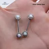 Labret Lip Piercing Schmuck 2 PCSlot 14g Luxus natürlicher Opal Nippel Ring Zunge Schild Roségold Farbe Edelstahl Langhantel sexy 230814