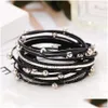 Manschett nytt guldläder wrap armband för kvinnor röd sliver färg mtiple lager charm armband armband party mens mode smycken dropp de dhg5h