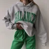 Kvinnors hoodies hip hop grön brev tryck lös kvinnor långärmad dragkammare sport tröja män streetwear höst amerikansk stil