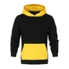 Men's Hoodies Korean Sweater Coat Solid Color Mens Matching Pocket Hooded Pullover Clothes High Neck Long Sleeve Sportwear Colorblock