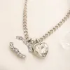 Stainless Steel Letter Pendant Necklace for Women Trendy Personality Chain Crystal Wedding Gift Jewelry