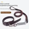 Dog Apparel Leather Leash and Collar Set Soft Strong Braided Comfortable Training for Walking 230814