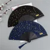 Dekorativa figurer Starry Sky Folding Fan Bronzing Carry runt kinesisk stil kvinnlig sommar bärbar hand hålls