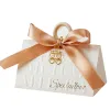 12.7*7*7cm Champagne Gold Triangle Wedding Candy Box Handheld Bag Small Gift Empty Box Biscuit Packing Pounches Baking Supplies Party Decor