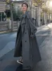 Женские траншеи Coats в корейском стиле свободное негабаритное Xlong Hot Двойное светичное хлебное плащ