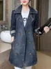 Women's Trench Coats Coat Women 2023 Autumn Winter Elegant Korean Fashion Jean Oversize 5XL Denim Cotton Jacket Female Overcoat Outwear 230815