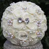 Wedding Flowers Bouquets Satin Ribbon Simulation Flower Pearls Crystal Bridal Accessories Sweet 15 Quinceanera W128