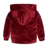 Kläder set Baby Boys Girls Velvet Hooded Set Kids Jacket Coat Pants Su For Sports Suits Tracksuits Toddler Barn Kläder 230815