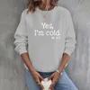 Kadın Hoodies Moda Sıradan Sıcak Sweatshirt Uzun Kollu O Boyun Yumuşak Baskılı Gömlek Kadınlar İçin Şık Seksi Bölünmüş T