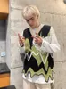 Мужские свитера Harajuku Vintage Colorblock Pulver Sweater Жилета мужская женская одежда Y2K Негабаритный трикот