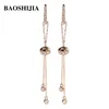 Kolczyki Dangle Baoshijia Solid 18k Rose/White Gold Natural Diamonds Eleganckie proste styl Studek biżuterii