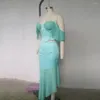 فستان من قطعتين تنورة نساء مجموعة صلبة لون قبالة الكتف مثير الكشك