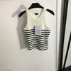 Persoonlijkheidsbrieven T Shirts Mouwloze tops Girls Gebreide shirt Fashion Stripe Designer Dames T Tees Luxe T -stukken kleding