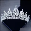 Headpieces Tiara Crystal Bridal Crown Sier Color Diadem Veil Accessories Head Jewelry Drop Delivery Party Events Dhxm9