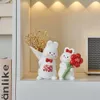 Decorative Objects Engaged Couple Rabbit Vase Flower Arrangement Wedding Room Decoration Living Home Gift 230815