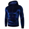 Heren Hoodies 2023 Autumn Winter Sweater Solid Velvet Hooded Slim Fitting Mode Beknipte mannelijke glanzende jas Sportkleding