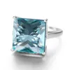 Кластерные кольца винтажное аквамариновое кольцо серебро 925 Большой драгоценный камень для женщины -дизайнера Fine Jewelry Day's Day