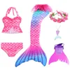 Special Occasions Kids Girls Swimming Mermaid Tail Costume Cosplay Children Swimsuit Fantasy Beach Bikini Can Add Monofin Fin Halloween 230815