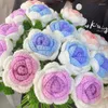 Flores decorativas de 5pcs malha acabada com tecido de flor de flores artesanal de fio de fio de crochê rosa girassol margarida decoração de casamento