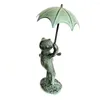 Garden Decorations Frog Playing Umbrella Spitter Statue Figurine Resin Animal Decoration Crafts Ornament Outdoor Sculpture Home Accessories