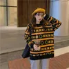 Maglioni femminili dolci inverno ragazza sciolta pullover casual kawaii o-collo vintage a colore floreale contrasto a manicotto pieno maglione pigro in stile pigro maglione