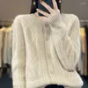 Женские свитера Aliselect Fashion High Qulity Merino Wool Кашемир Женщины вязаный свитер с длинным рукавом топ кардиган