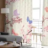 Cortina Butterfly Cherry Blossom Plum Tulle Sheer Cortina para sala de estar adultos cortinas de decoração de cozinha decoração de decoração de cozinha r230816