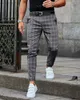 Herrbyxor män Autumn Menswear Youth Slim Fit Casual Sportswear Smart Plaid Printing Straight Fashion Mens