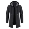 Men s Jackets Autumn Winter Knitwear Jacket Thickened Medium Length Cardigan Hooded Zipper Outerwear 230815