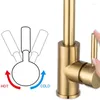 Kitchen Faucets Stainless Steel Golden Faucet Brushed Face Basin Wash Counter Mixed And Cold Water