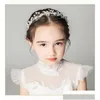 Headpieces Elegant Sier Flower Crystal Pearl Hair Ornaments Prom Party Women Accessories Bridal Headwear Drop Delivery Events Dhena