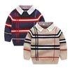 Pullover barn kläder vinter varm topp 2-8 år pojke lång ärm tröja stickad gentleman barn vår höst cardigan baby tröja 230816