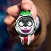 Muñecos de pulsera moda Russia Joker Street Hip-Hop Quartz Watch Genuine Leather Strap Improof Reloj Fun Fun Fiesta de pulsera versátil