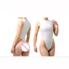 Women's Jumpsuits Rompers Sexy High Cut N Shoulder Swimwear Glossy Turtleneck Thong Bikini Swimsuit Bodysuit Monokini Sukumizu Bathingsuit 230815