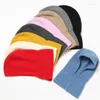 Berets Unisex Strickschalenthuhn Hüte für Frauen Winter warme Baumwolle Kapuze Halskragen Kaschmir Mütze Bonnet Outdoor Sport Ski Cap