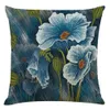 Throw Pillow Cushion Cover Blue Lily of Cotton Linen Polyester Decorative Home Decor Sofa Couch Desk Chair Bedroom 18x18inch Square Throw Pillow Case Covers