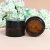 30ml Empty Refillable Brown Glass Cosmetic Face Cream Lip Balm Storage Jars Container Bottle Pot with Liners and Screw Black Lid Xootl