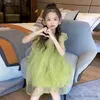 Girl's Dresses Girls dress high-end princess dress children summer female baby girl net veil han edition summer beach dress R230816