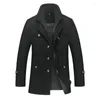 Men's Trench Coats Winter Wool Coat Slim Fit Jackets Mens Casual Warm Outerwear Jacket And Men Pea Size M-4Xl Drop 4 Colors