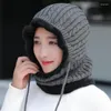 Berets Solid Black Multi-purpose Adult Hat Winter Skullies Fashion Warm Acrylic Casual Outdoor Cycling Knitted Cap