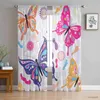 Curtain Butterfly Holiday Tulle Sheer Curtains for Bedroom Kitchen Decor Curtains Hotel Drapes