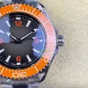 SBF Mens relógio 8912 Diâmetro do movimento mecânico 45,5 mm Dial laranja aro cerâmica Sapphire Glass Glass Super luminosa à prova d'água VSF