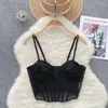 Women's Tanks Korean Style Tank Tops For Women Spaghetti Strap Build In Bra Backless Camisoles Summer Ladies Bare Midriff Gallus Drop