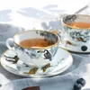 Mokken Bone China Phnom Penh Ceramic Afternoon Tea Cup Creative Coffee Saucer Set Dish Pull Flower 230815