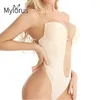 Taille buik Shaper bodysuit shapewear diep v-hals body shaper vrouwen duidelijke riem gevulde push omhoog corset backless u dompel dompel slingering shaper taille trainer 230815